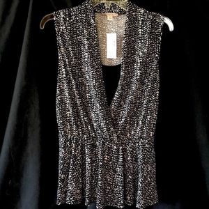 Petite Large Mock Layer Sleeveless Peplum Top